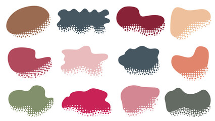 Naklejka premium Colorful speech bubble shapes set with halftone dotted shadow effect