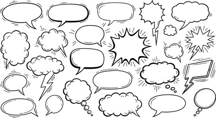 Fototapeta premium Cartoon speech bubbles and thought clouds for comics