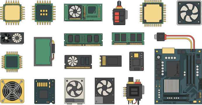 Various computer hardware components for technology and innovation