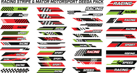 Vibrant racing stripe and motor sport decals in red, green, black © Crazy Dreamy Boy