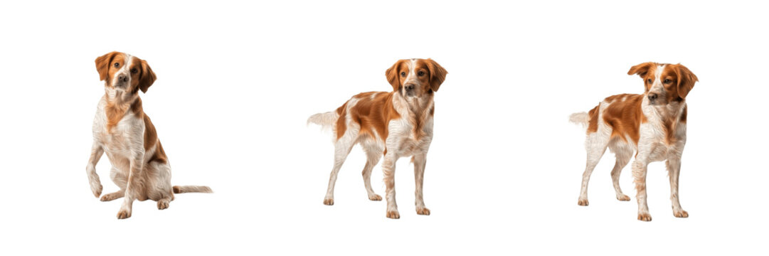 Brittany Spaniel dog isolated on white background, Brittany Dog, &Eacute;pagneul Breton, Brittany Spaniel Breed, Breton Spaniel, ブリタニー・スパニエル, Brittany Sporting Dog