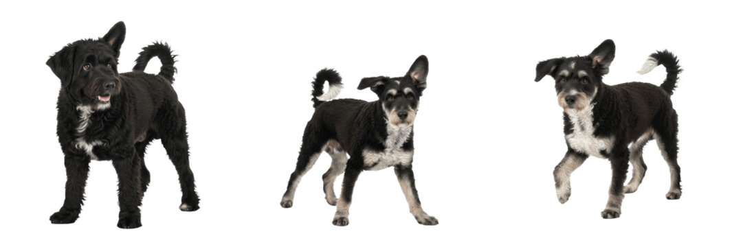Hungarian Pumi dog isolated on white background, Pumi Dog, Pumi Breed Dog, プミ犬, Hungarian Pumi Herding Dog, Pumi Herd Dog, Pumi Stock Dog