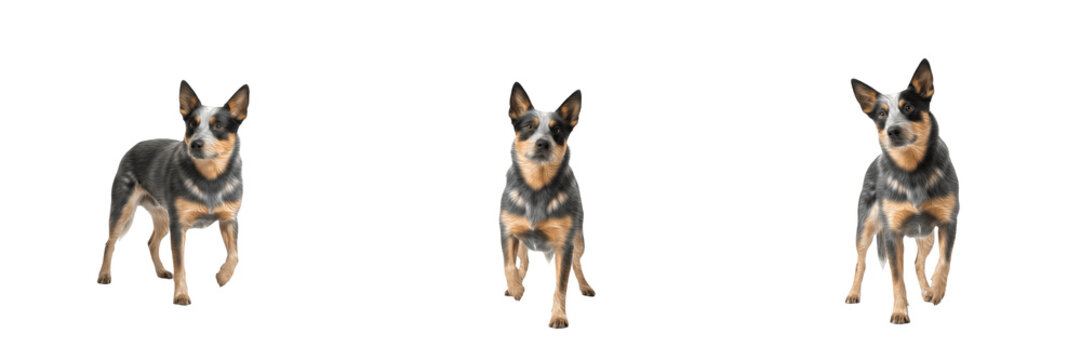 Australian Cattle Dog isolated on white background, Blue Heeler, Queensland Heeler, オーストラリアン・カトル・ドッグ, Australian Cattle Dog Breed, Cattle Dog Herding, Australian Working Dog