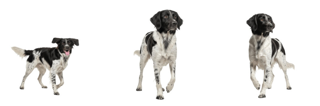 Large Munsterlander isolated on white background, Gro&szlig;er M&uuml;nsterl&auml;nder, ラージ・ミュンスターランダー, Large Munsterlander Breed Dog, Large Munsterlander Hunting Dog, Munsterlander Pointing Dog