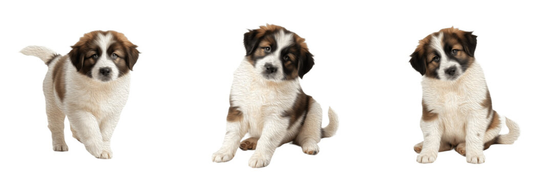 Tornjak puppy isolated on white background, Bosnian-Herzegovinian Tornjak Puppy, トルンヤク, Tornjak Breed Puppy, Tornjak Guardian Puppy, Tornjak Working Puppy