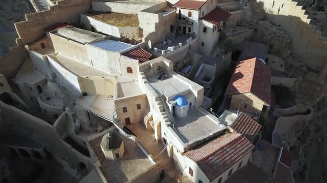 Cinematic Drone Aerial View of Mar Saba Monastery in Judean Desert&mdash;Ancient Greek Orthodox Monastery