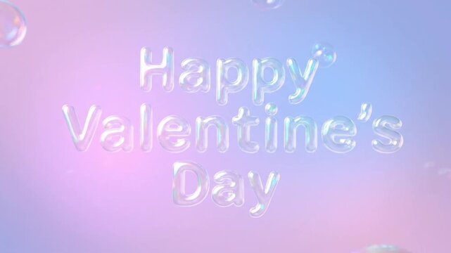 Floating ballon glassletters spelling "Happy Valentine&rsquo;s Day" in soft pastel colors 