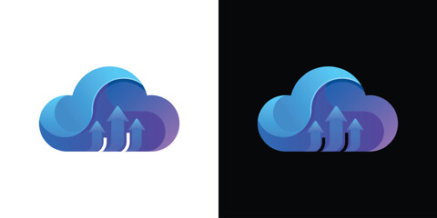  cloud transfer upload data logo design modern symbol icon vector