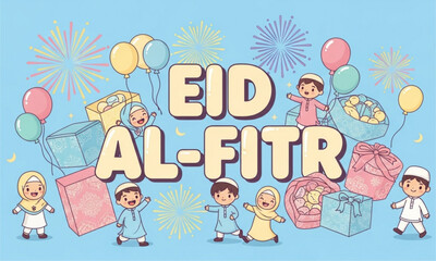 Naklejka premium The excitement of Eid al-Fitr celebrations 