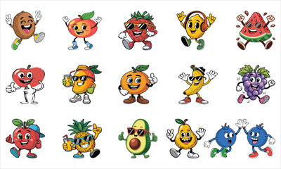 Obraz premium funny cartoon fruit set