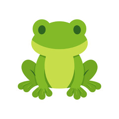 Fototapeta premium Green frog sitting flat vector illustration