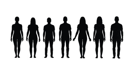 Black silhouettes of people standing in a row