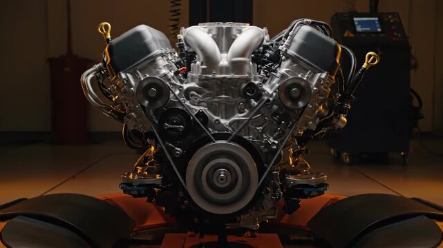V12 Engine High-RPM Operation Simulation with Visible Vibrations and Harmonic Balancing