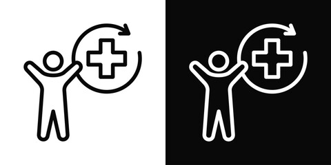 Obraz premium Rehabilitation Icon White And Black Background Style