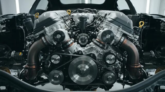 V12 Engine Shutdown Sequence: Visible Deceleration and Thermal Contraction