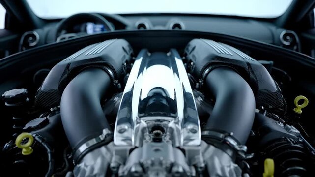 Pristine V12 Engine: Twin Carbon Fiber Intake Manifolds in Symmetrical Layout