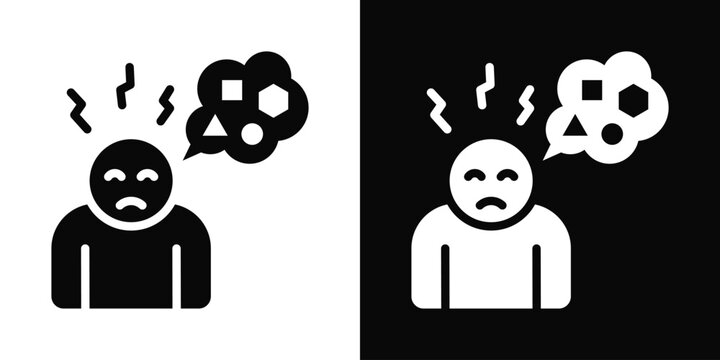 Stress Icon White And Black Background Style