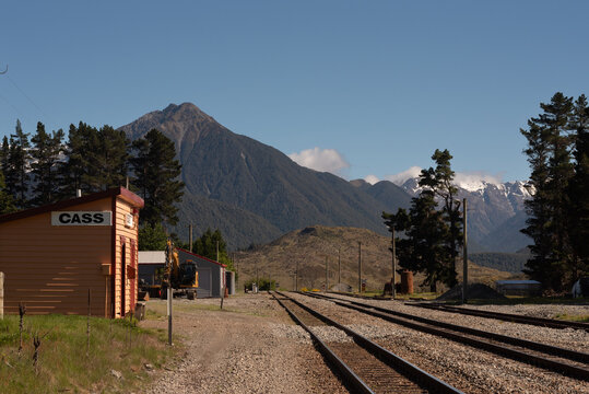 Old, rural train station in the South Island of New Zealand.