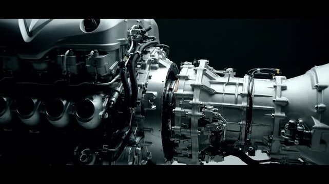 Detailed View of a V12 Engine and Transmission Assembly
