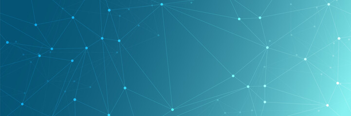 Science and technology network connection. Connected triangle shape line geometric banner. Vector illustration