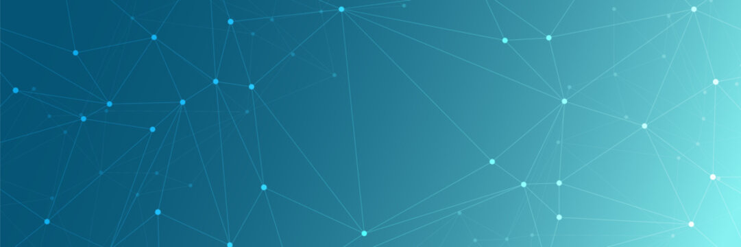 Science and technology network connection. Connected triangle shape line geometric banner. Vector illustration