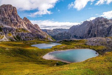 Alpine lakes in the Dolomites near Tre Cime di Lavaredo