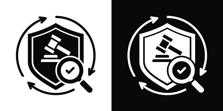 Compliance Checks Icon White And Black Background Style
