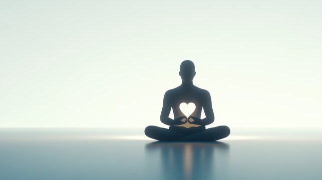A symbolic representation of mental health on World Mental Health Day. A figure sitting calmly with hands on blurred background