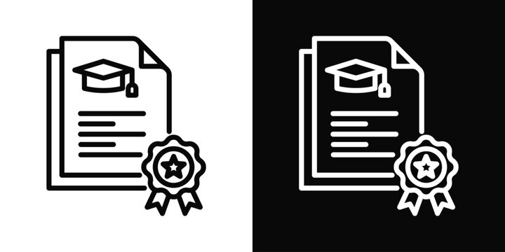 Report Card Icon White And Black Background Style