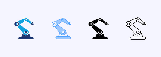 Robotic Arm Icon Set Multiple Style Collection