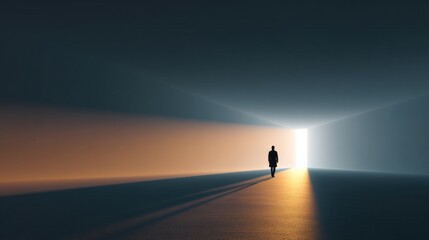 Obraz premium Future Path Observed by a Person Standing at the Light Horizon in an Abstract Space With a Clean Composition and Cinematic Details