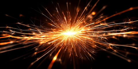 Fototapeta premium A mesmerizing display of sparks radiating from a central point, showcasing the beauty and energy of light and motion.