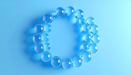 Obraz premium Transparent orbs in a circle on a blue surface