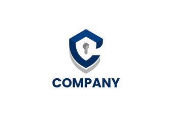 Modern C Letter Shield Logo Featuring a Keyhole Cutout, Symbolizing Robust Security, Digital Protection, and Trusted Corporate Identity. Ideal for Cybersecurity