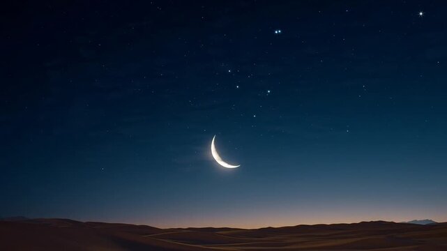 Night Sky with Crescent Moon Stars 3.