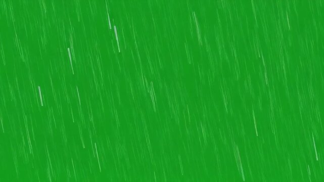 Abstract Green Background with Falling White Streaks.