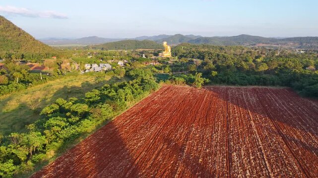 Aerial View of Luang Por Toh Golden Buddha in Nakhon Ratchasima