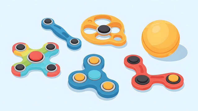 Collection of fidget toys designed for stress relief and focus