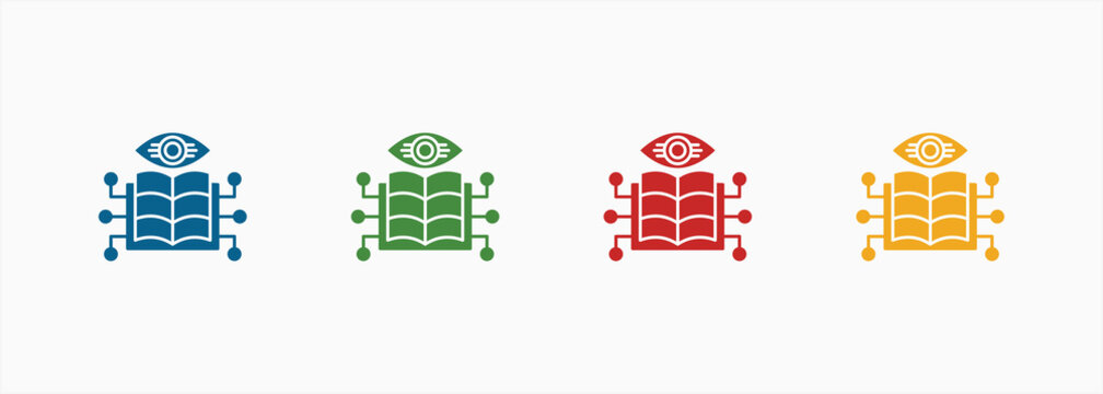 Supervised Learning Icon Set Color Multiple Style Collection