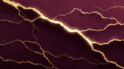 Abstract Purple and Gold Lightning Bolt Textures on a Dark Background for Elegant Background Design and Artwork