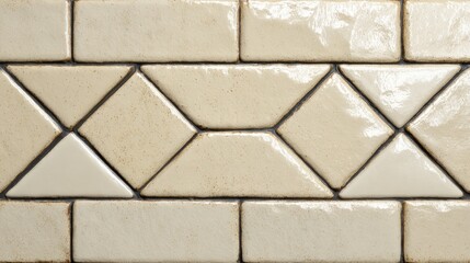 Obraz premium Detailed Close-Up of Glossy Ceramic Tiles with Unique Geometric Patterns and Textures for Home Design Inspiration