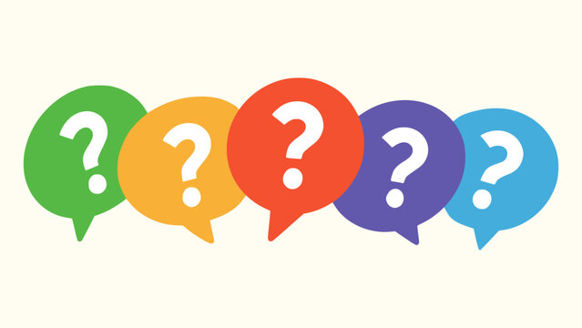 colorful question mark asking discussion flat color vector illustration template design