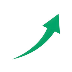 Green arrow pointing upwards isolated on transparent background