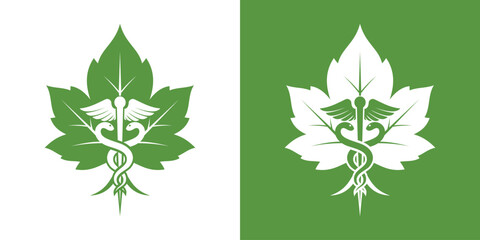 vector marijuana leaf logo, marijuana and healing logo. marijuana and medical logo design vector illustration