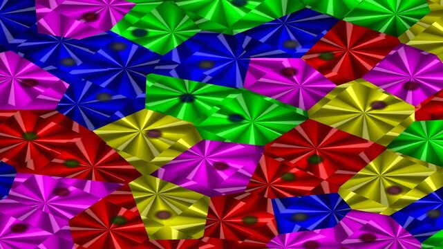 A vibrant and colorful abstract background of geometric shapes.