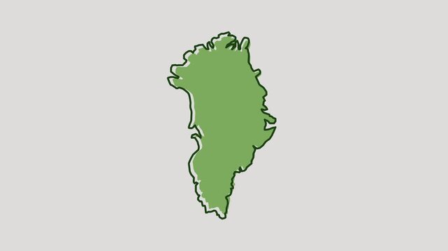 Greenland map animated green outline shows the islands landmass dynamically a visual journey across greenland.