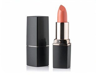 Obraz premium Two lipsticks one open, one closed, white background