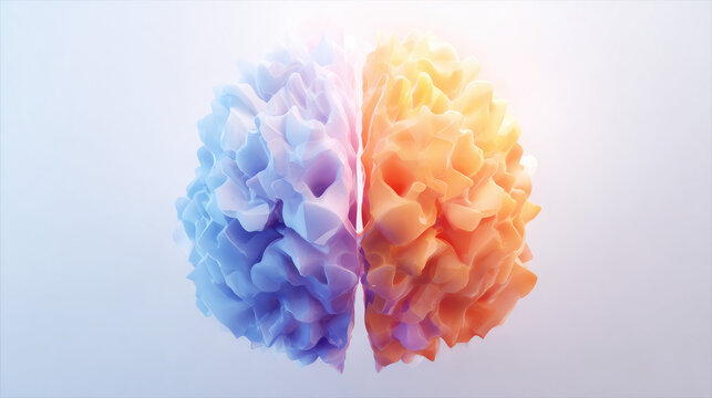 hemisphere. Artistic illustration of a brain hemisphere with textured surface, representing creativity and logic. wellbeing guides.