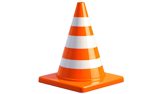 Orange Traffic Cone with White Stripes.