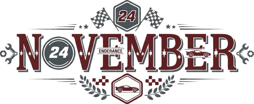 Vintage Racing Event on November 24th with Checkered Flags and Laurel Wreath